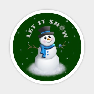 Let It Snow Snowman with Blue Birds Magnet